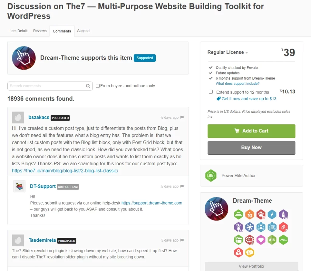 Обсуждение темы "The7" для WordPress на интернет-форуме.